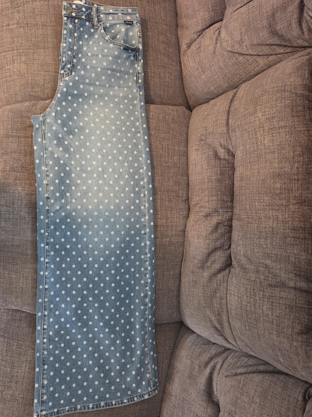 Cello Light Blue Polka Dot Wide Leg Jeans